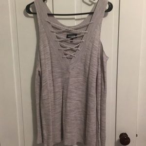 Deep v neck open armed sweater